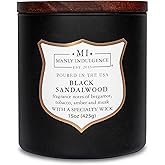 Manly Indulgence Black Sandalwood Scented Candle for Men 15 oz – Bergamot, Tobacco, Amber & Musk - Wood Wick - Up to 60 Hours Burn - Soy Blend Wax, USA Poured – Signature Collection