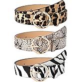 CRIZAN Womens Vintage Snake Leopard Leather Waist Jeans Belt Dress Belts with Alloy Buckle Set for Women