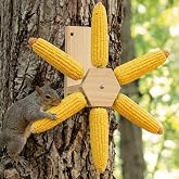 LemonRoad Squirrel Feeder, Wooden Spinner Corn Cob Holder 6 Ears Outside | For Outdoor Yard &amp; Garden, Fun Spinning Design, Natural Wood with Waterproof Finish, Attracts Squirrels &amp; Chipmunks, No Corns