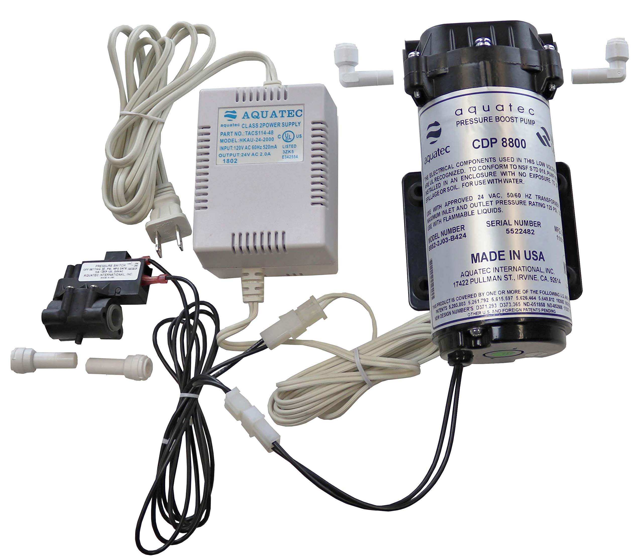Photo 1 of Aquatec 8800 Booster Pump Kit for up to 200 GPD RO Reverse Osmosis Water Filtration System for Both Standard and Manifold Type Systems 8852-2J03-B424 PSW-340 Made in USA