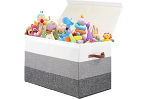 Mayniu Toy Box Storage Chest with Divider, Large Sturdy Toy Bin Organizer Basket with Lid for Kids, Boys, Girls, Nursery, Living Room, Bedroom, Playroom, Closet, 25"x13" x16"(Gradient Grey)
