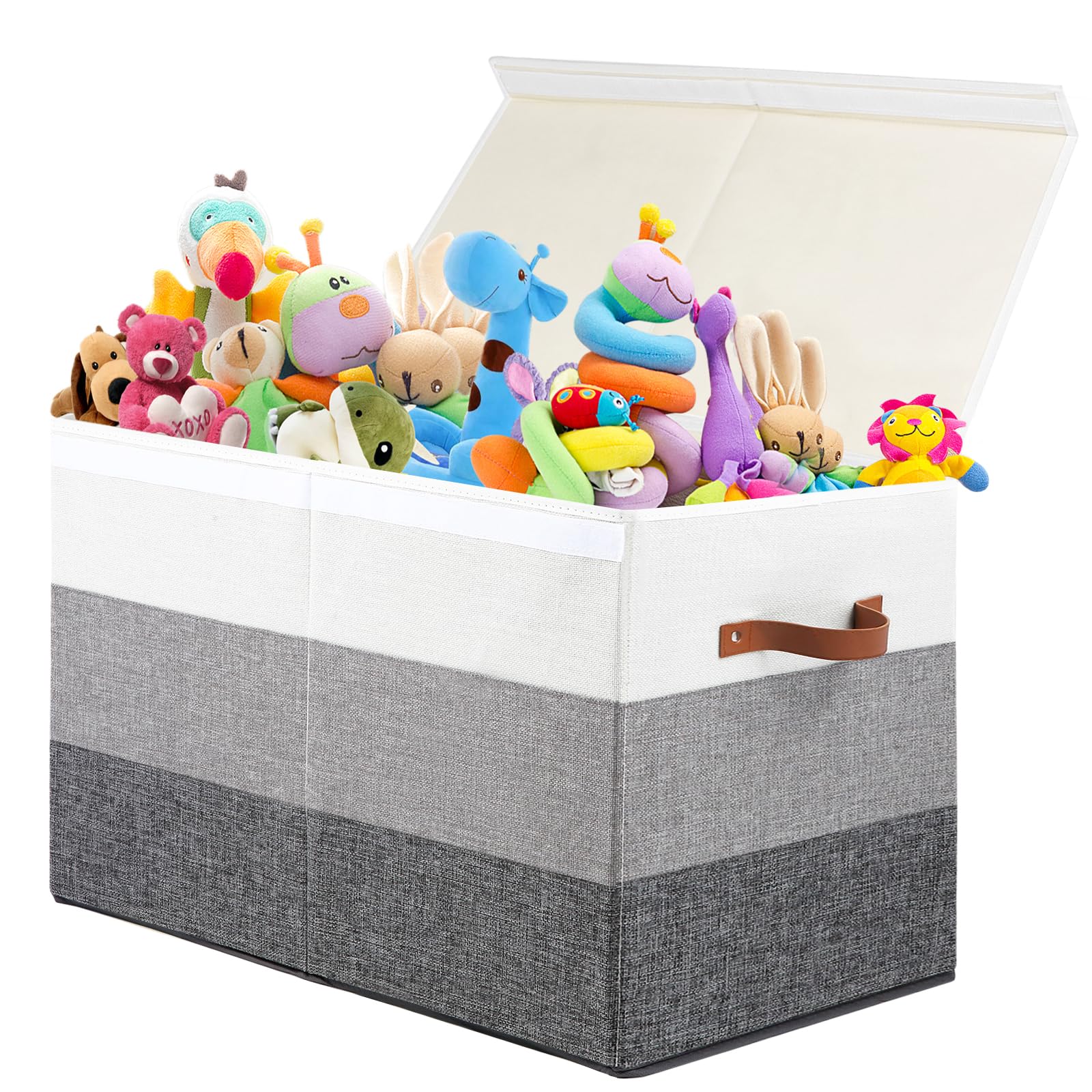Mayniu Toy Box Storage Chest with Divider, Large Sturdy Toy Bin Organizer Basket with Lid for Kids, Boys, Girls, Nursery, Living Room, Bedroom, Playroom, Closet, 25