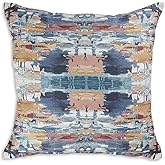 Signature Design by Ashley Kennick Casual Machine Washable Abstract Accent Pillow with Zipper Closure, Blue & Light Brown