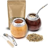 BALIBETOV Yerba Mate Gourd Set &ndash; Original Natural Handmade Yerba Mate Cup from Argentina, Includes Mate Tea Cup, Bombilla (Mate Straw) and Cleaning Brush, Traditional Mate Cup Gift Set