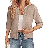 GRACE KARIN Womens 3/4 Sleeve Cardigan Sweater, Lightweight Cropped Cardigan Trendy, Dressy Casual Crochet Bolero Shrugs
