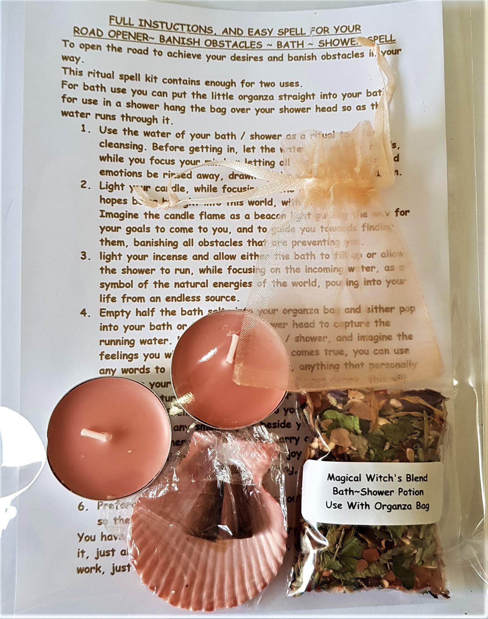 Complete Spell Kit ~ ROAD OPENER ~ Banish Obstacles ~ New Beginnings ~ Potent Yet Simple Bath or Shower Ritual Hand Crafted By Celtic Witch