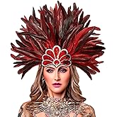 HOMELEX Women's Black Feather Headpiece Carnival Caribbean Headdress Showgirl Accessories