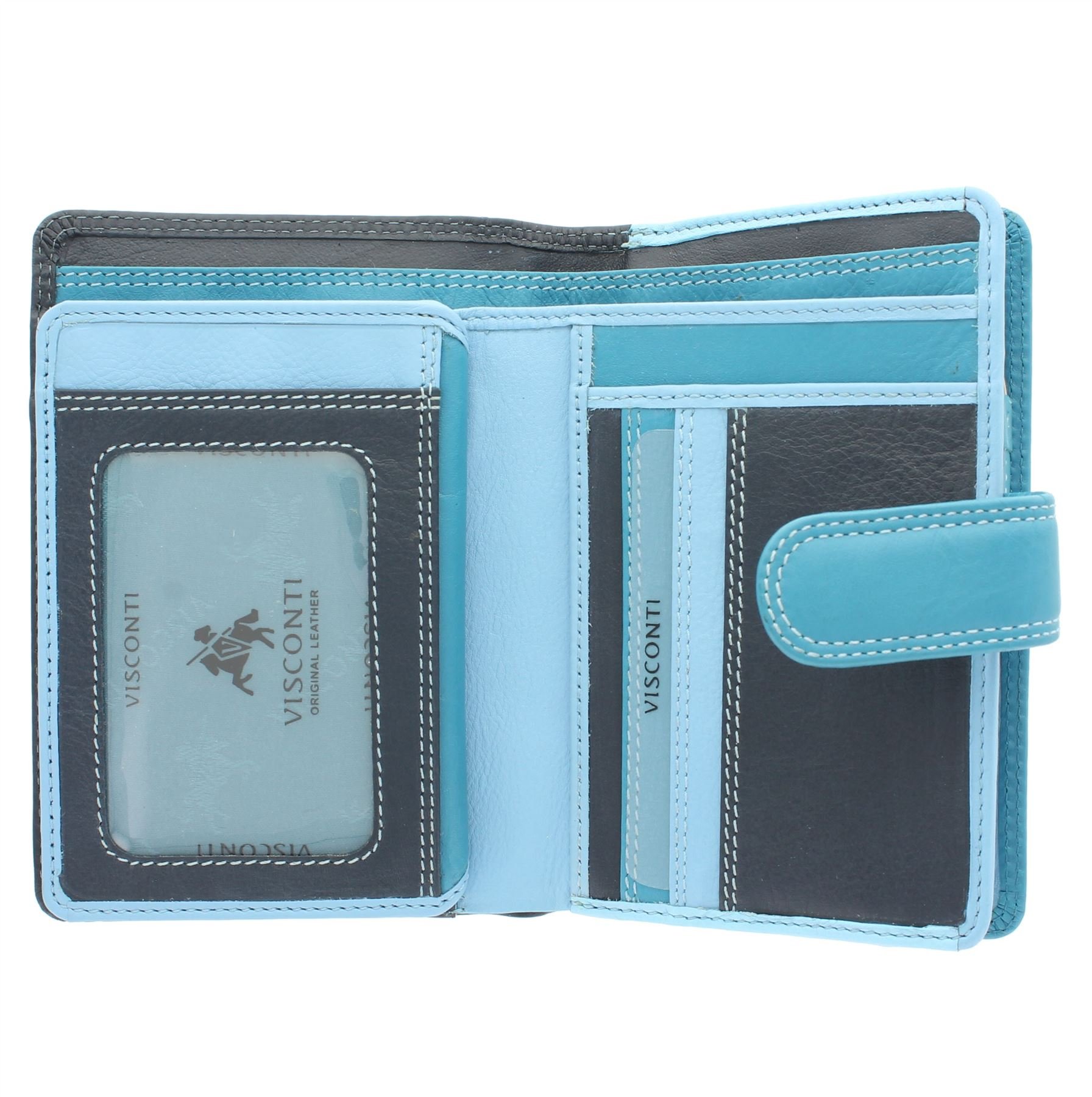 VISCONTI Rainbow Leather Ladies Purse Style RFID Blocking RB51 Navy Multi — image 1