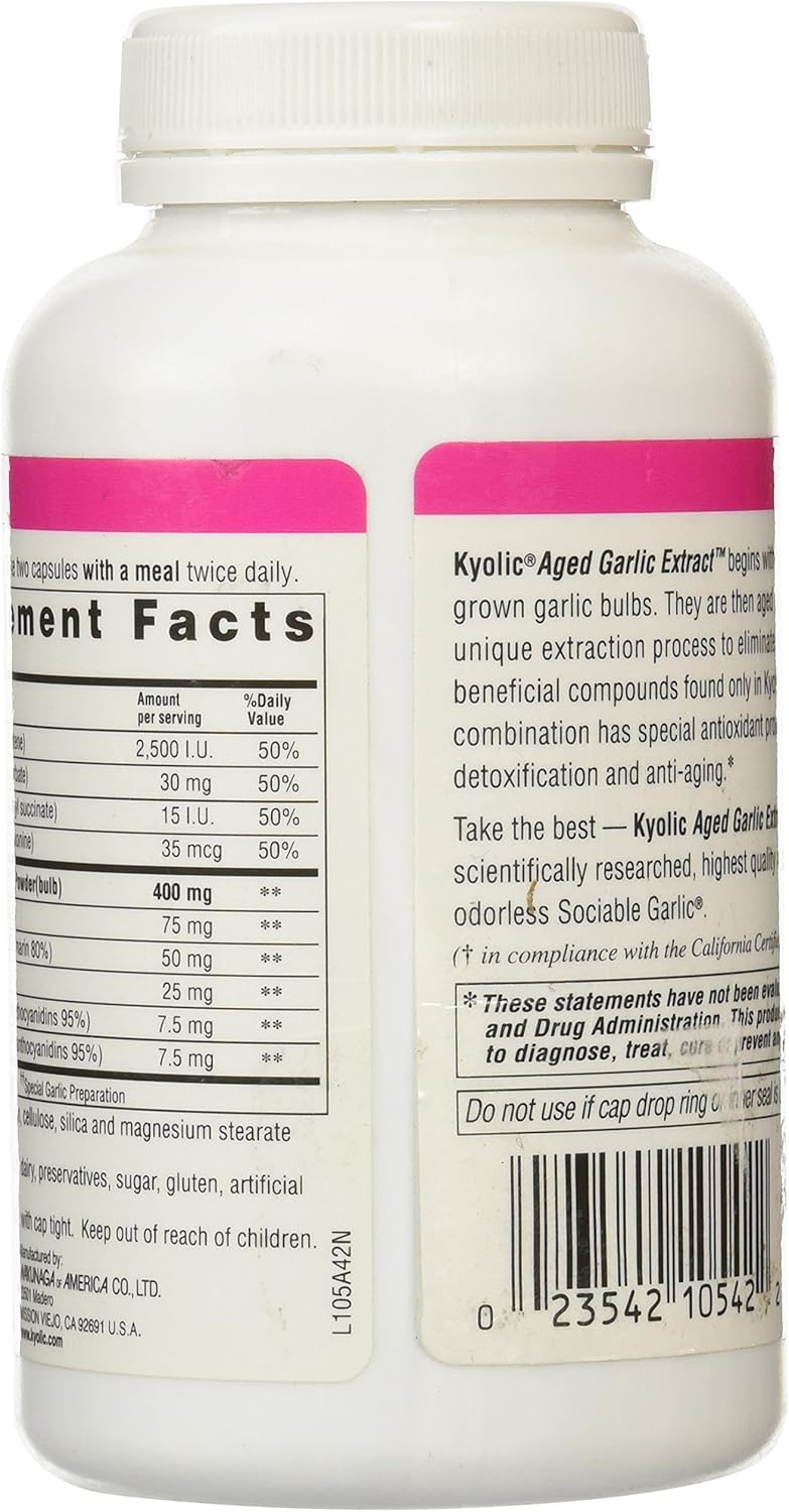 Kyolic Formula 105 Aged Garlic Extract Detox and Anti-Aging (100-Capsules): Health & Personal Care