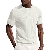 PJ PAUL JONES Mens T-Shirts Knit Tee Shirt Textured Crewneck Tee Short Sleeves T Shirt