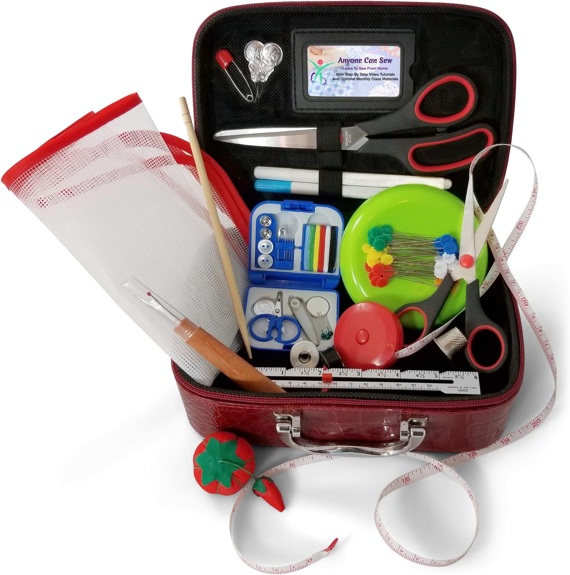 Anyone Can Sew Deluxe Beginner Sewing Kit with Travel Mending Kit and Full Sized Shears for Sewing Machines