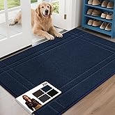 JSEI Entryway Rugs Doormat 32"x48", Non-Slip Dirt Trapper Door Mats Indoor, Washable Absorbent and Stain Resist Welcome Floor Mat for Front Door, Dog Door Mat, Muddy Wet Shoes & Paws, Navy Blue
