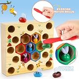 COOLJOY Wooden Fishing Game Toy Montessori 2 3 4 Year Olds Beehive Sorting view 6