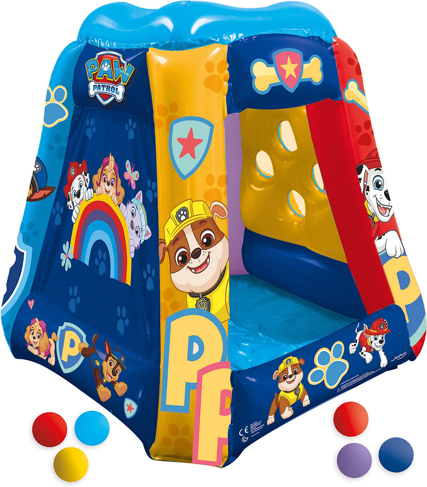 John Inflatable Ball Pit Play Tent with Paw Patrol Motif and 20 Colourful Balls, Multi-Colour, 72115