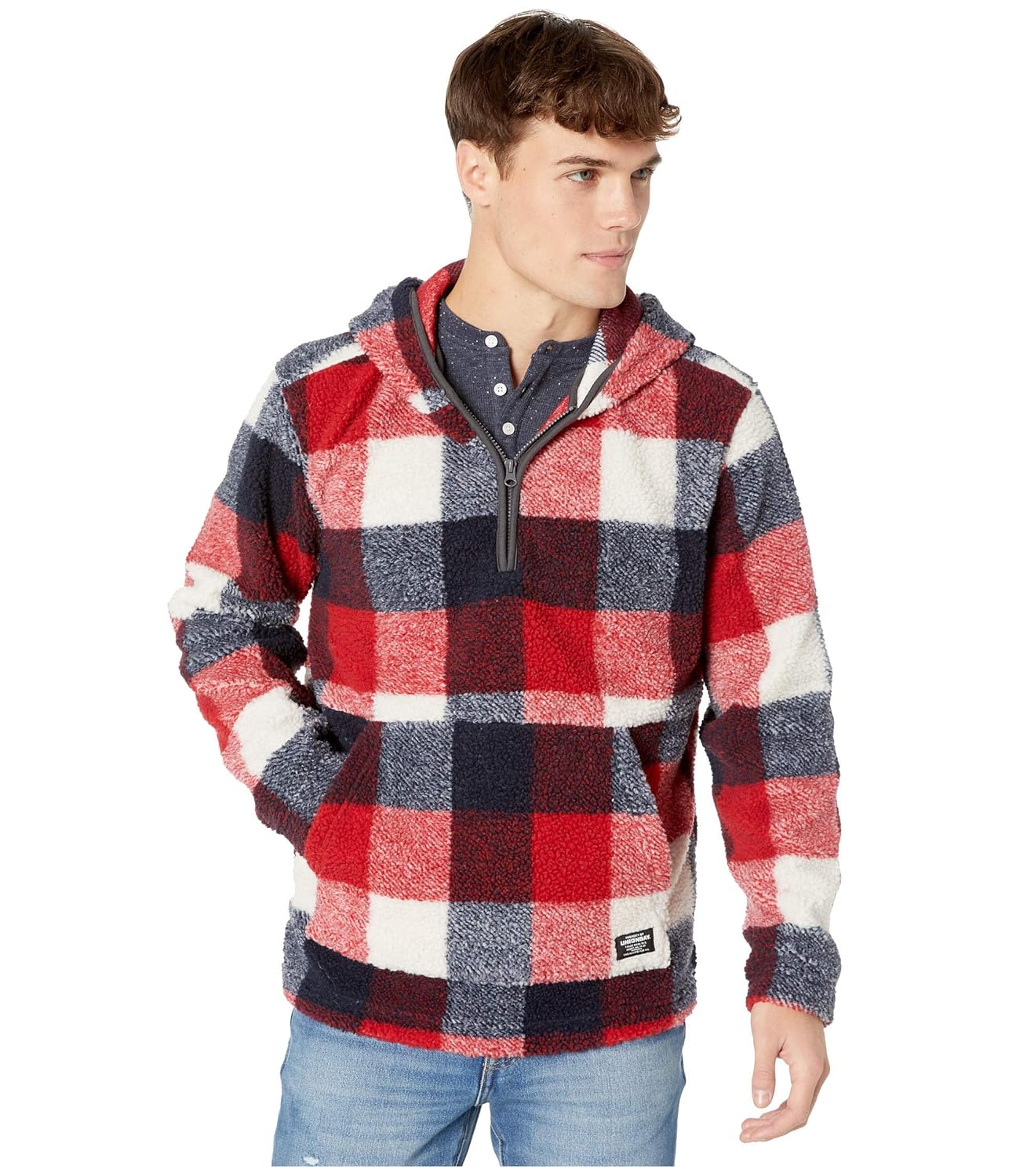 bear tartan fleece hoodie