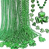 GiftExpress 72-Pack St. Patrick’s Day Green Shamrock Bead Necklaces – Metallic Party Favors, Irish Parade Accessories, Lucky Clover Decorations