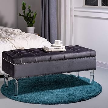 Amazon Com Glitzhome 44 88 L Velvet Storage Ottoman Bench Padded