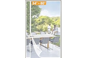 Yotache White Reversible Left Right Side Opening Screen Doors with Magnets Fits Door Size 34 x 80, Reinforced Sewing Magnetic