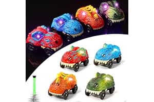 Save Unicorn Tracks Cars Replacement only, Dino Track Cars for Tracks Glow in The Dark, Car Tracks Accessories with 3 Flashing LED Lights, Compatible with Most Car Tracks for Kids Boys and Girl(4pack)