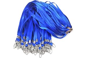 Bird Fiy Blue Lanyards 50Pcs Nylon Bulk Lanyard for Id Badges,Badge Lanyards Swivel Hooks Clips Great for Name Tags Badge (50PCS, Blue)