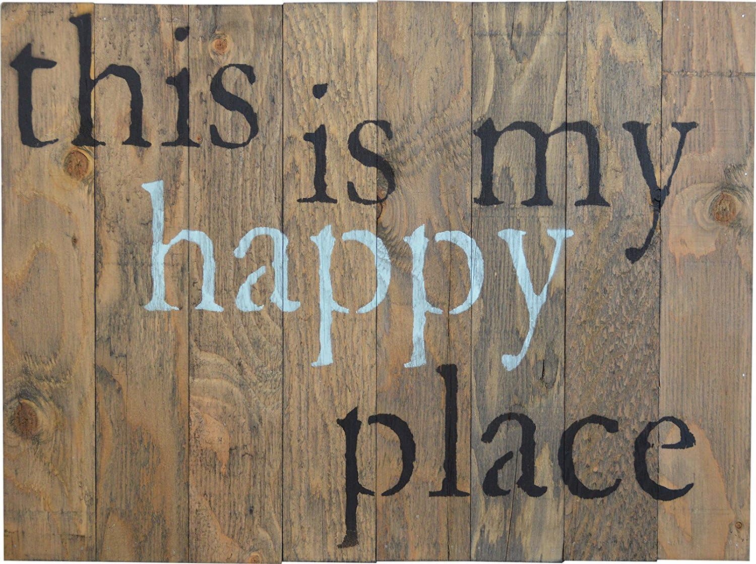 THIS IS MY HAPPY PLACE - Rustic Barn Wood Pallet Sign 18" x 24" Handcrafted fun inspirational wooden farmhouse wall decor quote to beautify your family home and make you smile every day. Easy hang