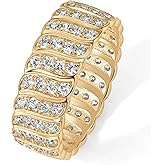 PAVOI 14K Gold Plated Chunky Ring | Cubic Zirconia Stackable Rings | Chunky Wide Band for Women