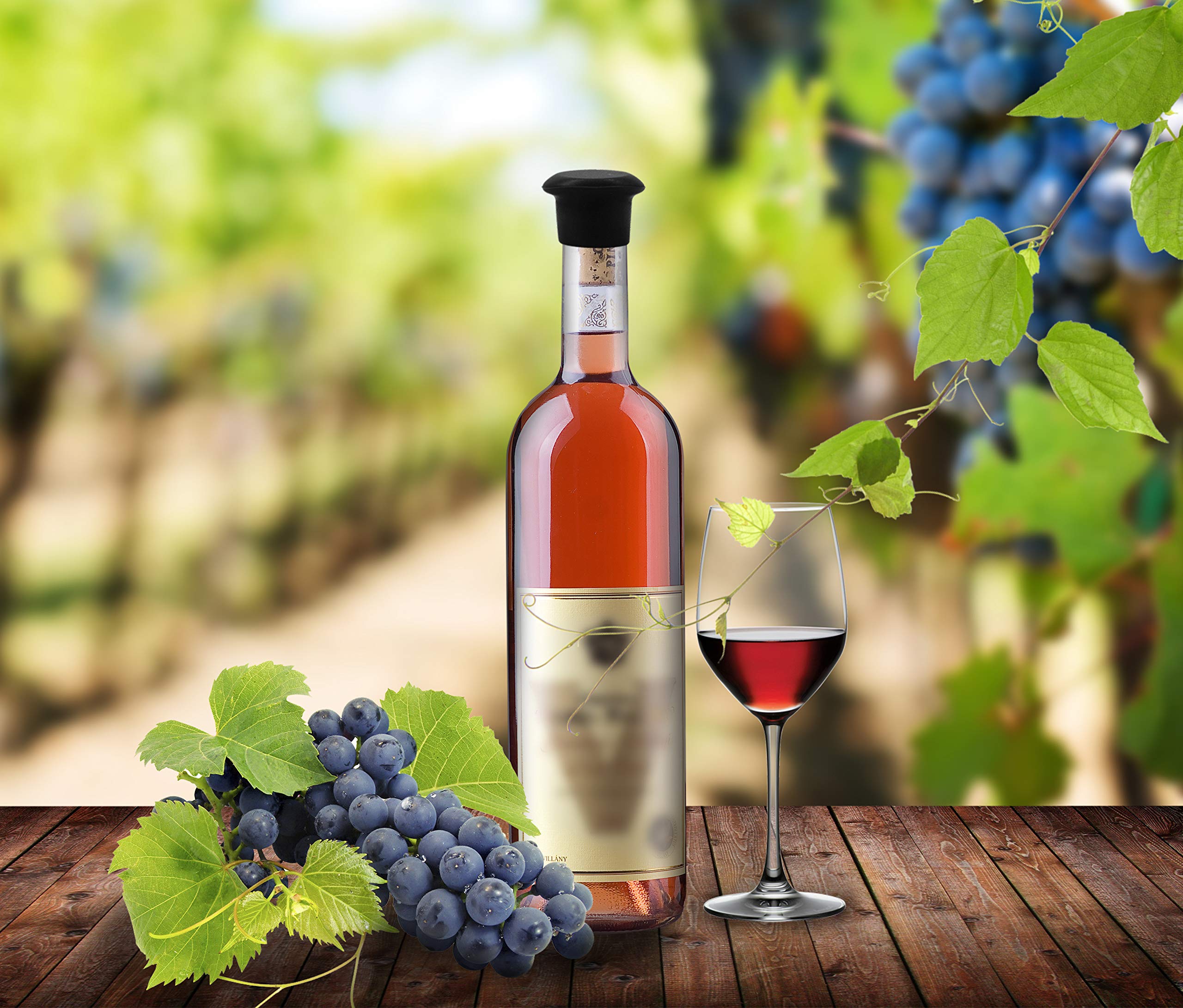 6 Wine Stoppers,Kitchenware Bottle Caps,Set of 6 Silicone Wine Reusable Caps Stoppers for Wine and Beer Bottles(Black2,Grape Purple 2,Red2)-P&M Home