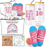 Frerdui 10 Year Old Girl Gifts, 10th Birthday Gifts for Girls, Double Digits Birthday Gift Set for Girls Age 10, Best Gift Ideas for 10 Year Old w/ 16oz Glass Cup, 6 Pcs