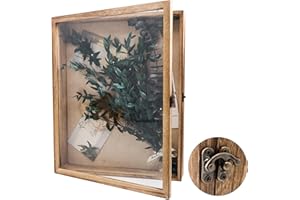 Hodeframe Shadow Box Frame 13x16, Wood Display Boxes with Linen Back - Large Shadow Box with Paulownia Wood and Real Glass Cover for Wall or Tabletop Display