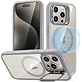 ESR for iPhone 15 Pro Case, Compatible with MagSafe, Military-Grade Protective Case, Built-in Stash Stand Phone Case, Scratch-Resistant Back Cover, Classic Series, Clear Grey