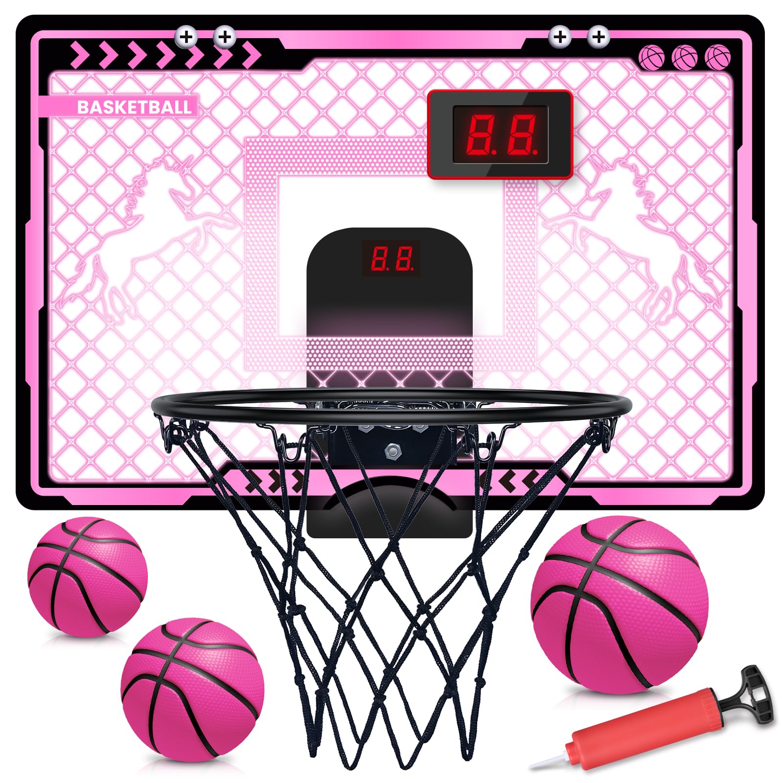 Photo 1 of *UNTESTED*
Basketball Hoop Indoor Kids Girls Pink - Mini Over The Door Basketball Hoops with Electronic Scoreboard Toys & 3 Balls, Unicorn Birthday Gifts Age 5 6 7 8 9 10 11 12 Year Old Girls