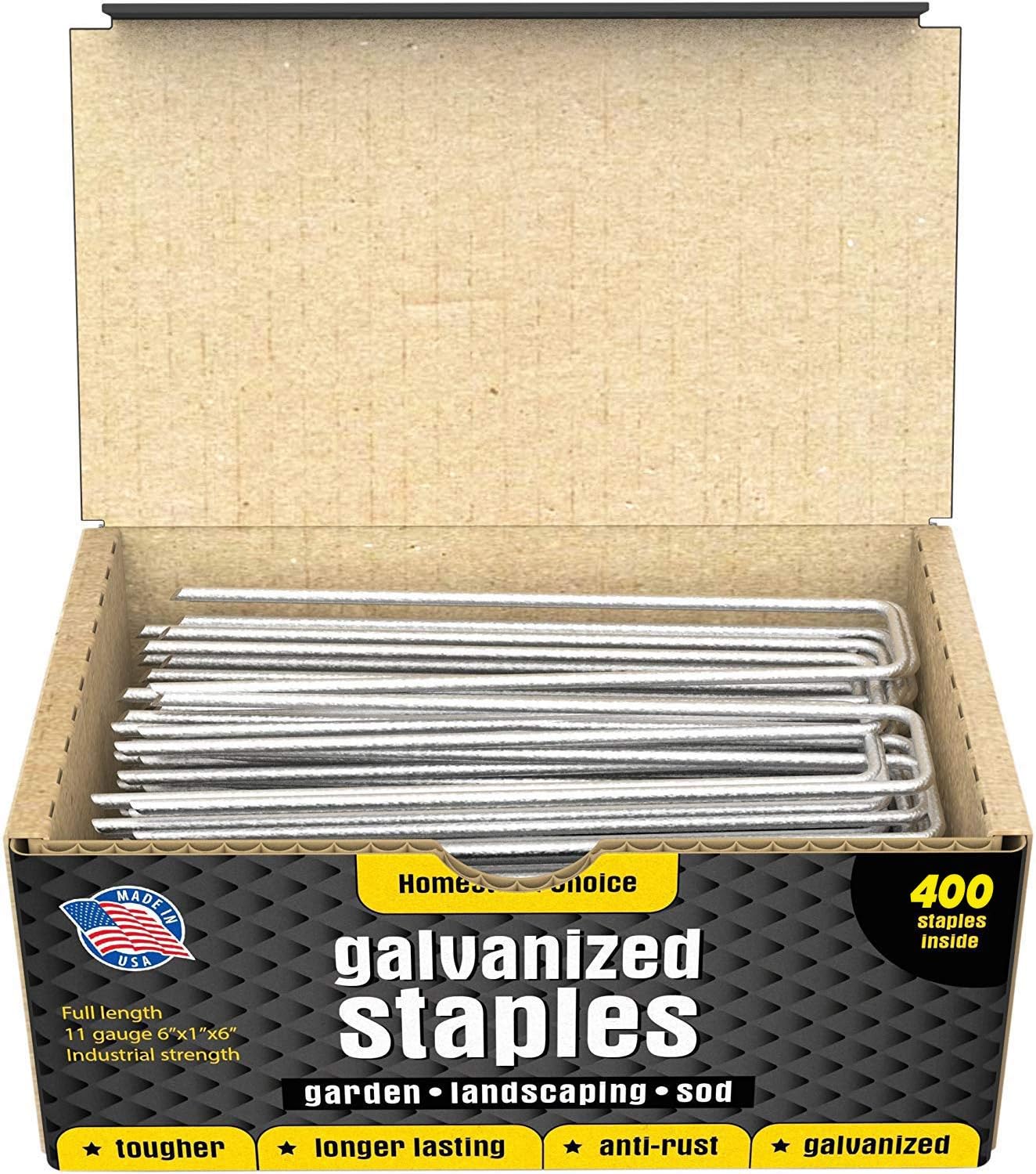 400 6-Inch Galvanized Garden Landscape Sod Staples