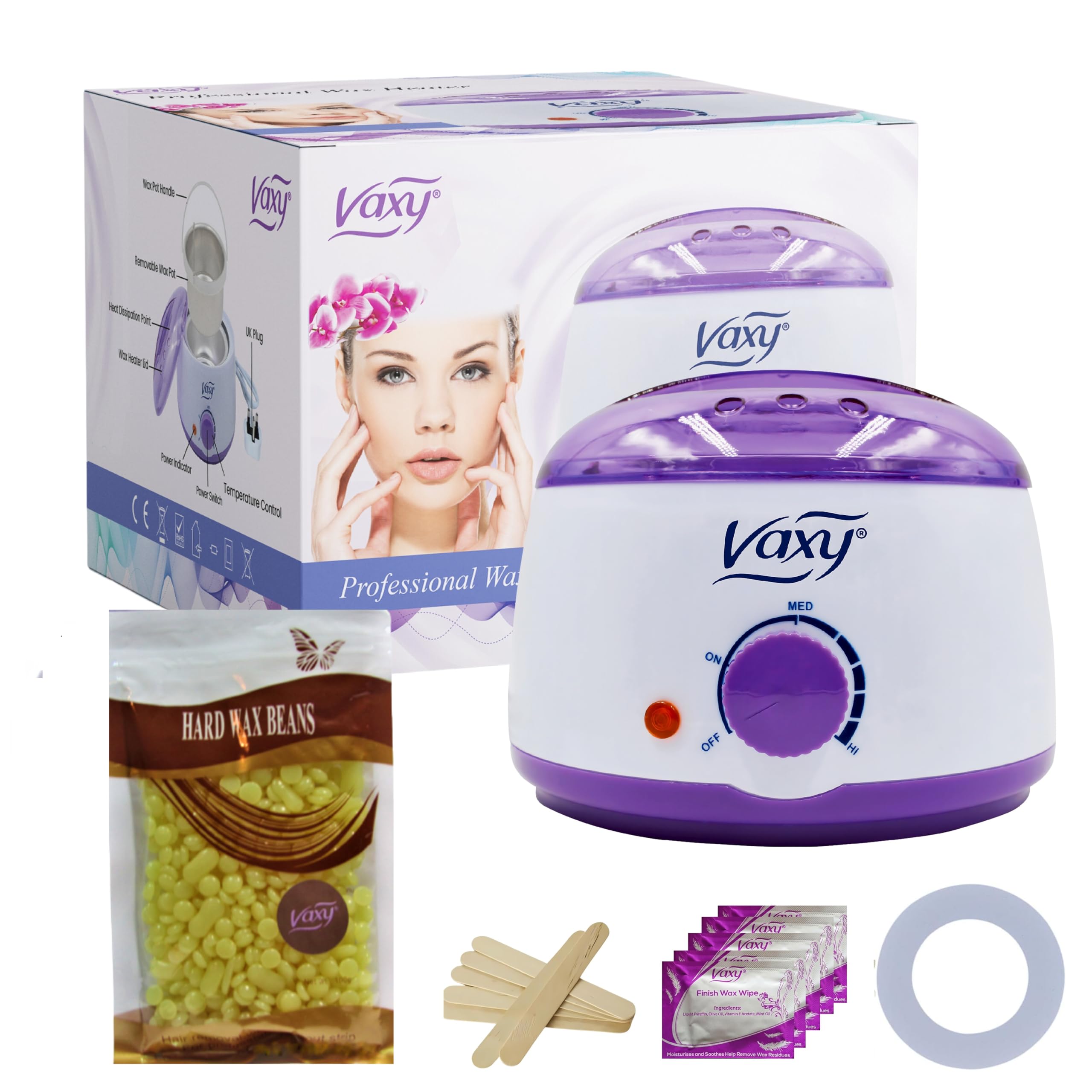Vaxy Waxing Kit Wax Warmer Electric Wax Pot Heater with Accessories, A Complete at-Home Hair Removal Wax Kit Painless Hard Wax for full Body, face, Bikini Area, Eyebrows โ image 1