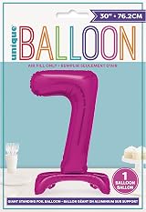 Unique Pink 30 inch Number 7 Foil Balloon Standing Party Decor view 2