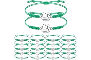 Jadive 20 Pieces Volleyball Charm Bracelets Bulk Volleyball Team Gifts Adjustable Christmas Sport Jewelry for Women Men Coach Decorations