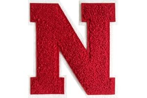 GROZON 4-1/2" Letterman Jacket Patches Red Chenille Letter Patches Iron on Letter Patches Varsity Letter Patches for Clothing (red-N)