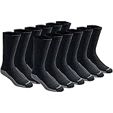 Dickies Men's Dri-Tech Original Moisture Control Crew Socks, Available in M-XXL (6, 12, 18 Pairs)