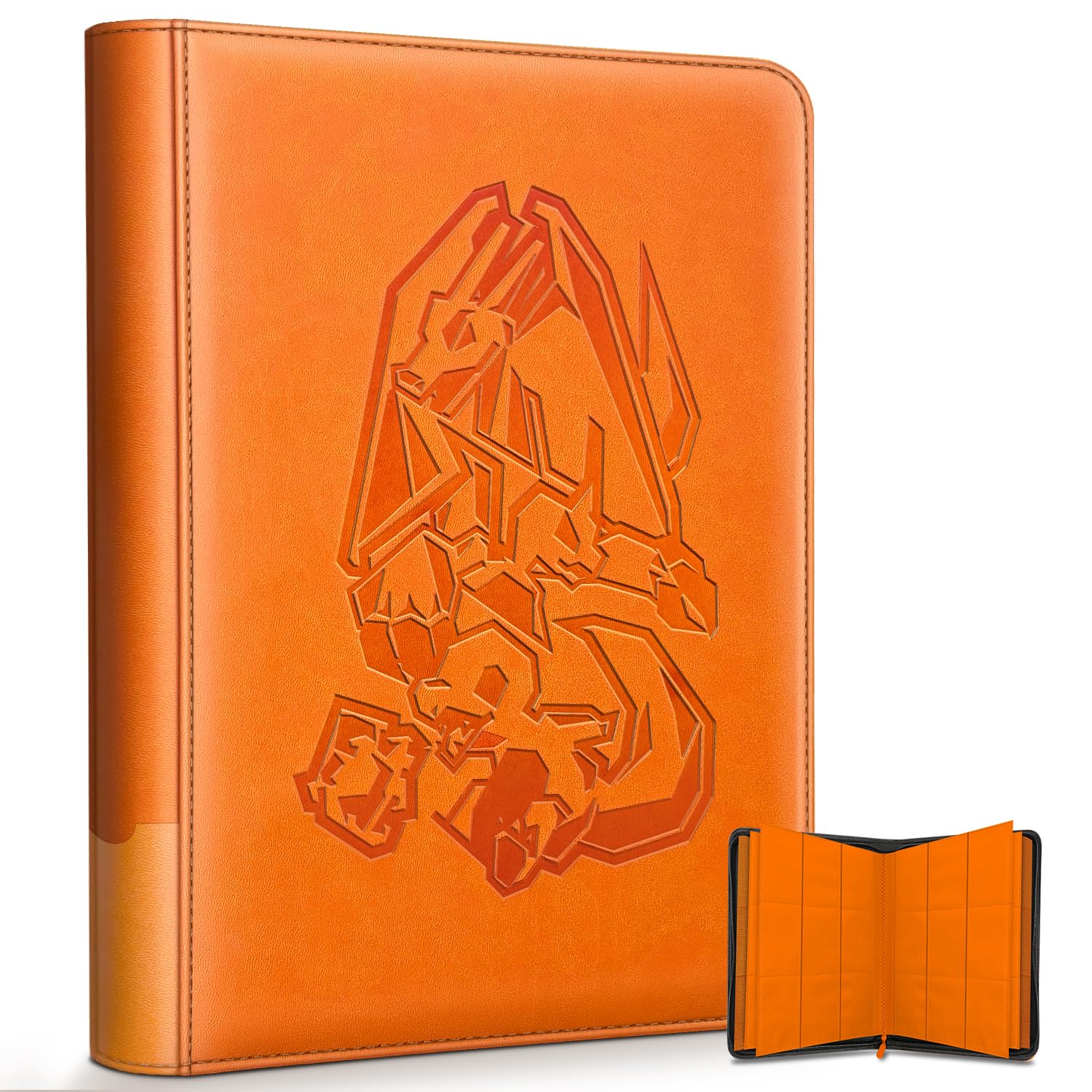 Douper Card Binder for Pokemon Cards, 9 Pocket 540 Cards Trading Card Games Collection Holder Book Folder with Customizable Label Slot and Side-Loading Sleeves (Orange) — image 1