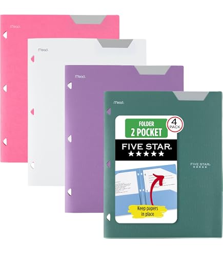 Amazon.com : Mead Five Star 2 Pocket Attach-a-Folder Red : Office