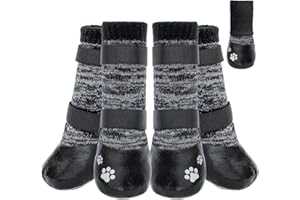 KOOLTAIL Anti Slip Winter Warm Dog Socks to Prevent Licking Pawst, Waterproof Long Snow&Rain Dog Boots&Paw Protector with Strap Traction Control for Hardwood Floor for Small Medium Large Dogs