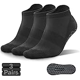 NEWZILL 3 Pairs Non Slip Yoga Socks With Grips for Women & Men, Unisex Anti Skid Socks for Pilates Barre Workouts Hospital