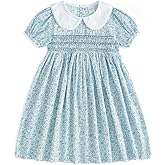 Curipeer Little Girls Summer Dress Floral Short Sleeve Cotton Casual Outfit Dress 12M-8Y