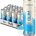 BUM Sugar-Free Energy Drink, Blue Snow Cone - Lightly Carbonated & No Artificial Colors, Natural Caffeine & Citicoline for Energy & Focus, Brain Boost & Workout Sports Beverage - 12 oz, Pack of 12