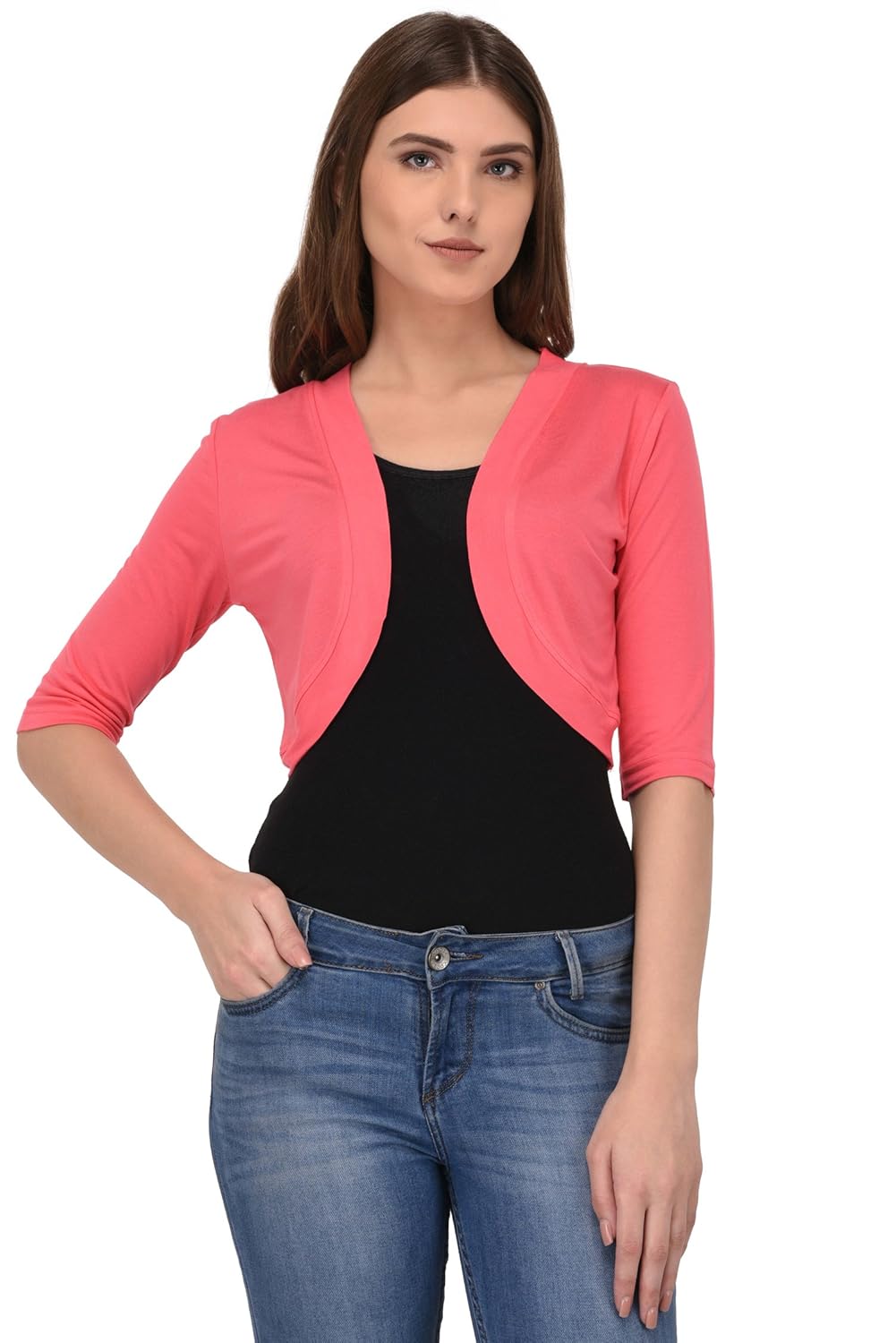 espresso women's 3/4th sleeve open shrug - pack of 2