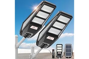 VIPZON 4800W Solar Street Lights Outdoor - 2 Pack Solar Lights Outdoor Waterproof, 7000K LED Solar Parking Lot Lights Commercial Dusk to Dawn, Street Lights Solar Powered Motion Sensor for Outside, Yard