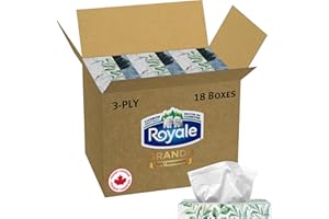 Royale 3 Ply Facial Tissues, Bigger Stronger & Softer Sheets, 18 Boxes, 50 Tissues Per Box