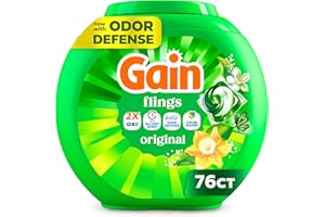 Gain Flings Laundry Detergent Pacs, 76 Count, Original Scent, with Odor Defense, concentrated laundry soap pacs