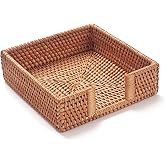 Rattan Napkin Holder Square, Napkin Holders for Paper Napkins, 7.5" x 7.5" x 2.5", Wicker Napkin Tray, Woven Guest Towel Holder for Restaurant/Kitchen/Bathroom Napkin Holder for Table