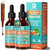 Sea Moss Drops - Irish Sea Moss Chlorophyll Liquid with Black Seed Oil, Ashwagandha, Moringa, Turmeric, Elderberry, Mullein, Seamoss Gel Supplement for Liver Cleanse, Detox & Gut, Immune Support-Vegan