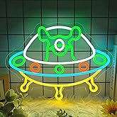 Anime UFO Neon Sign for Wall Decor, Cute Alien Led Signs for Home Decor, Dimmable Neon Light Sign for Bedroom, Game Room, Living Room, Home Decoration, USB Powered Light Up Signs for Man Cave